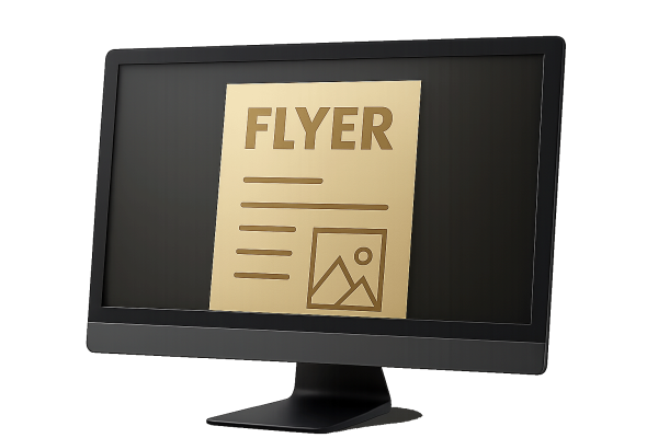 Ein Monitor mit Piktrogram für Flyer Erstellung