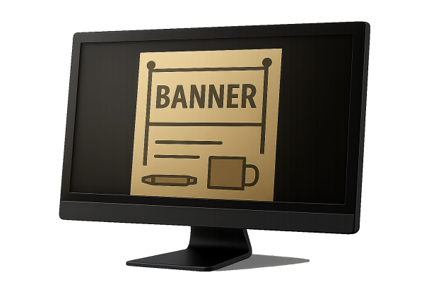 Ein Monitor mit Piktrogram für Banner Erstellung