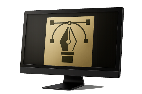 Ein Monitor mit Piktrogram für Logoerstellung